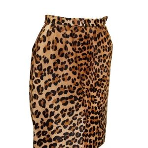 1980s Bill Blass leopard pony hair pencil skirt size 6 vintage